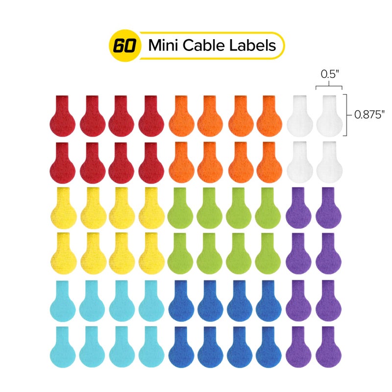 Wrap-It Storage - Mini Multi-Color Cable Labels (60 Pack) - Colorful Charger & Wire Labeler - Image 3